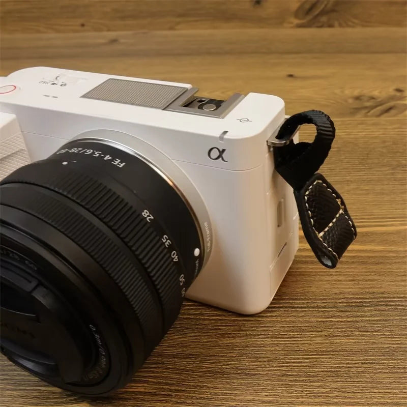 Uniqkart for Sony ZV-E1 PU Leather Camera Bag Battery Opening Protective Case with Small Bag - Grey White