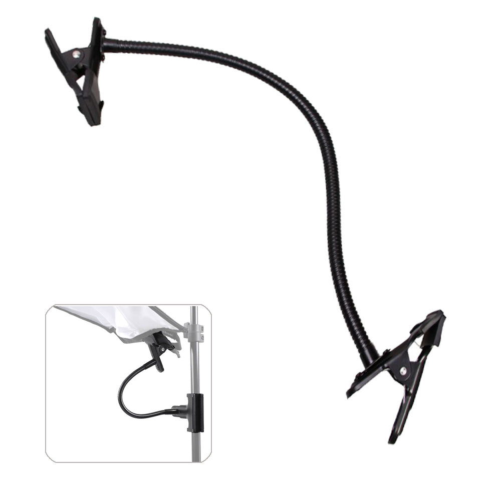 Black Metal Double-Ended Clamp With Flexible Hose – Strong Spring Clip With Non-Slip Foam Pads, Holds Items Up To 2 Inches Thick, Corrosion-Resistant