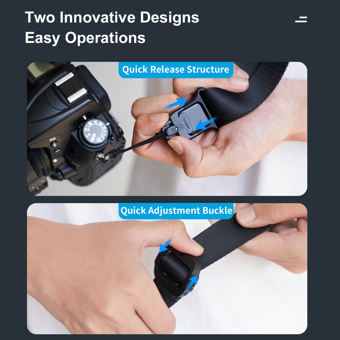 Uniqkart TE-BS-001 DSLR Camera Strap Quick Release Adjustable Nylon Neck Shoulder Strap