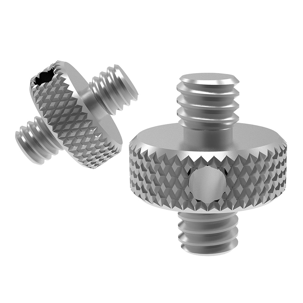 Uniqkart TE-DHS-001 2Pcs Stainless Steel Double-headed 1/4 inch Male Screw Thread Convert Adapter for Camera Tripod Light Stand