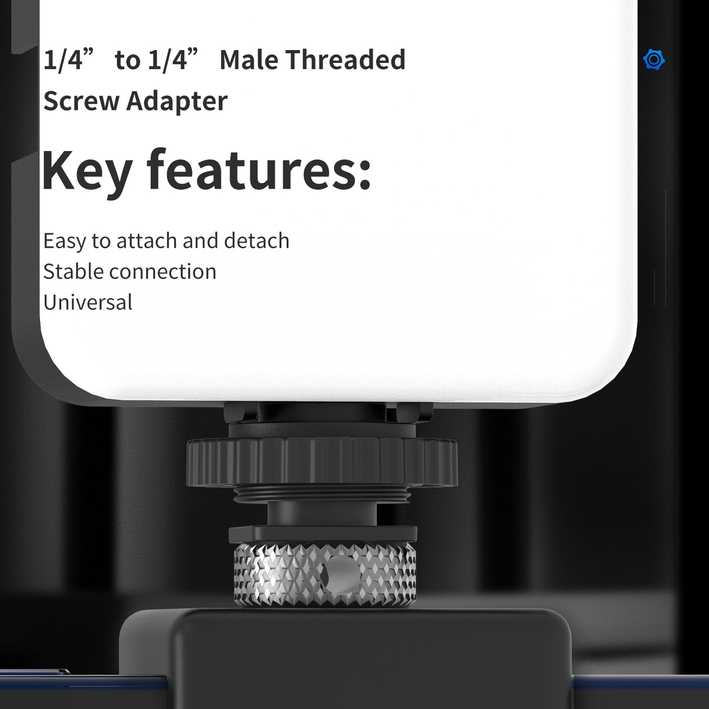 Uniqkart TE-DHS-001 2Pcs Stainless Steel Double-headed 1/4 inch Male Screw Thread Convert Adapter for Camera Tripod Light Stand