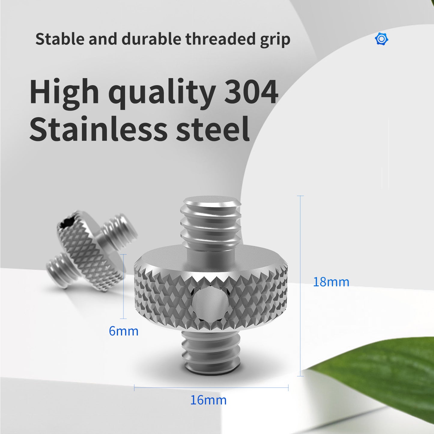 Uniqkart TE-DHS-001 2Pcs Stainless Steel Double-headed 1/4 inch Male Screw Thread Convert Adapter for Camera Tripod Light Stand