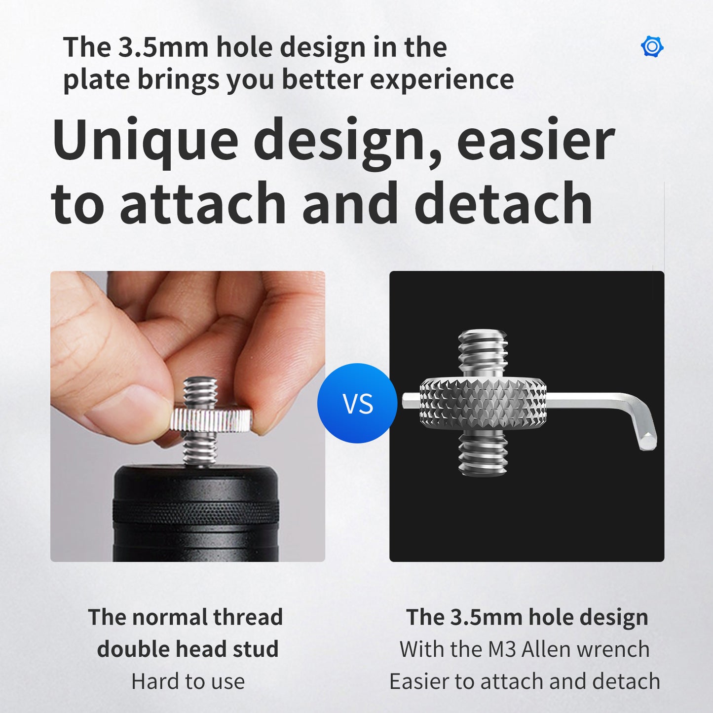 Uniqkart TE-DHS-001 2Pcs Stainless Steel Double-headed 1/4 inch Male Screw Thread Convert Adapter for Camera Tripod Light Stand