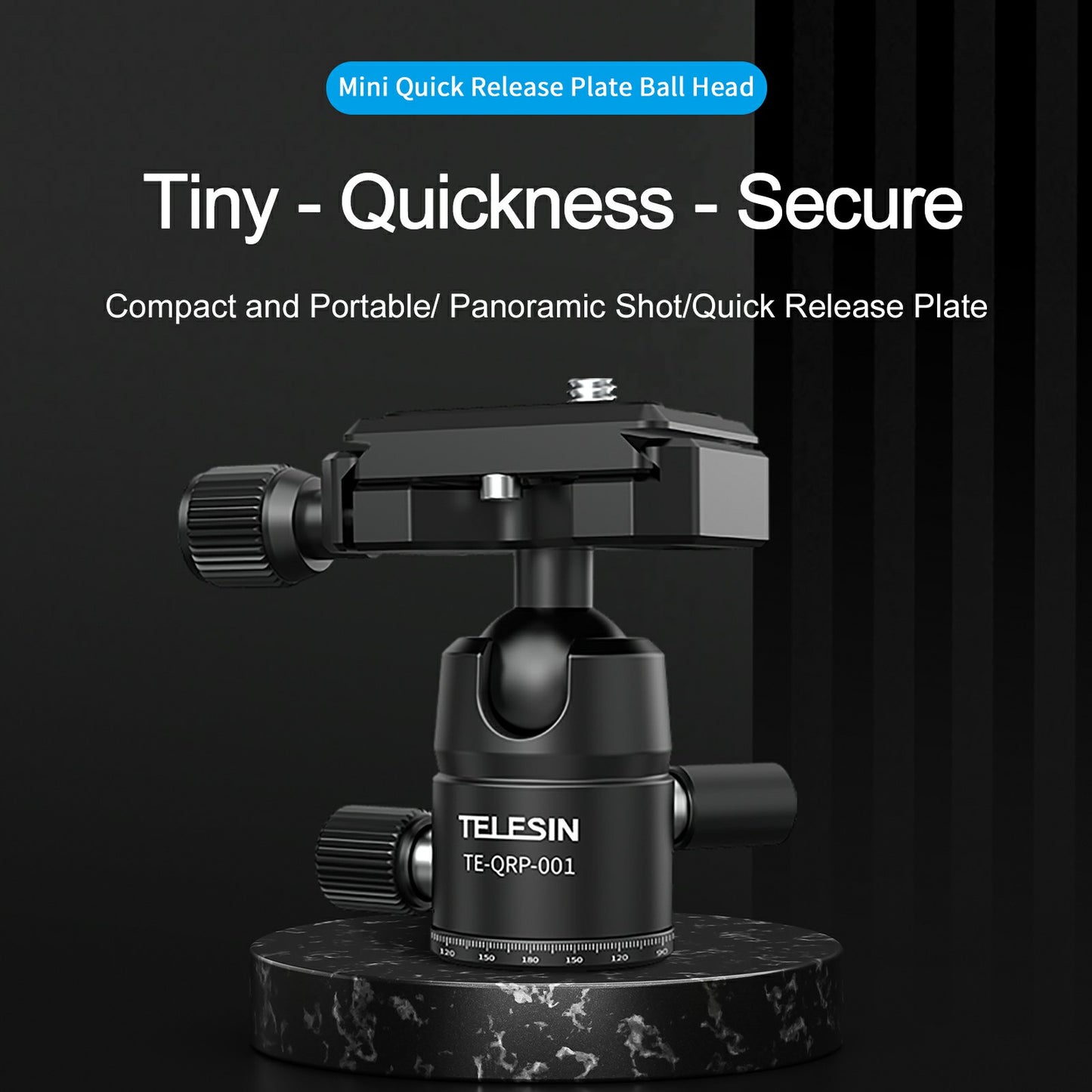 Uniqkart TE-QRP-001 25mm Ball Head 360 Degrees Rotating Metal Panoramic Camera Gimbal with Quick Release Plate Tripod Accessories