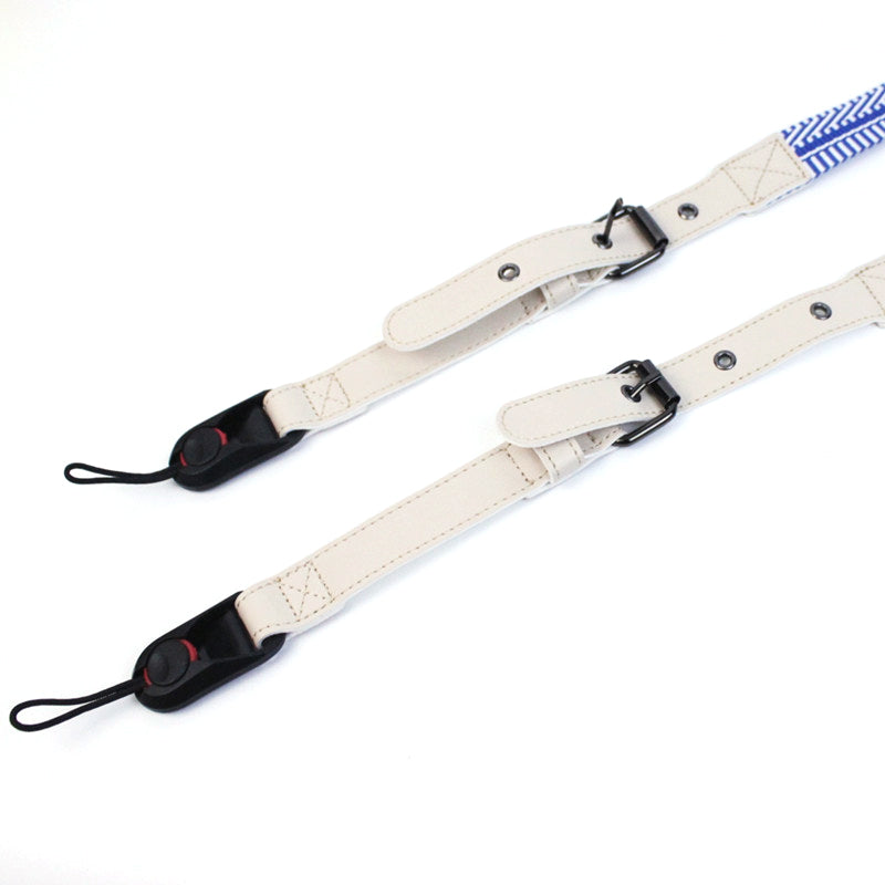 Camera Nylon Carrying Strap Quick Release SLR Camera Adjustable Shoulder Strap Rope - Blue/White