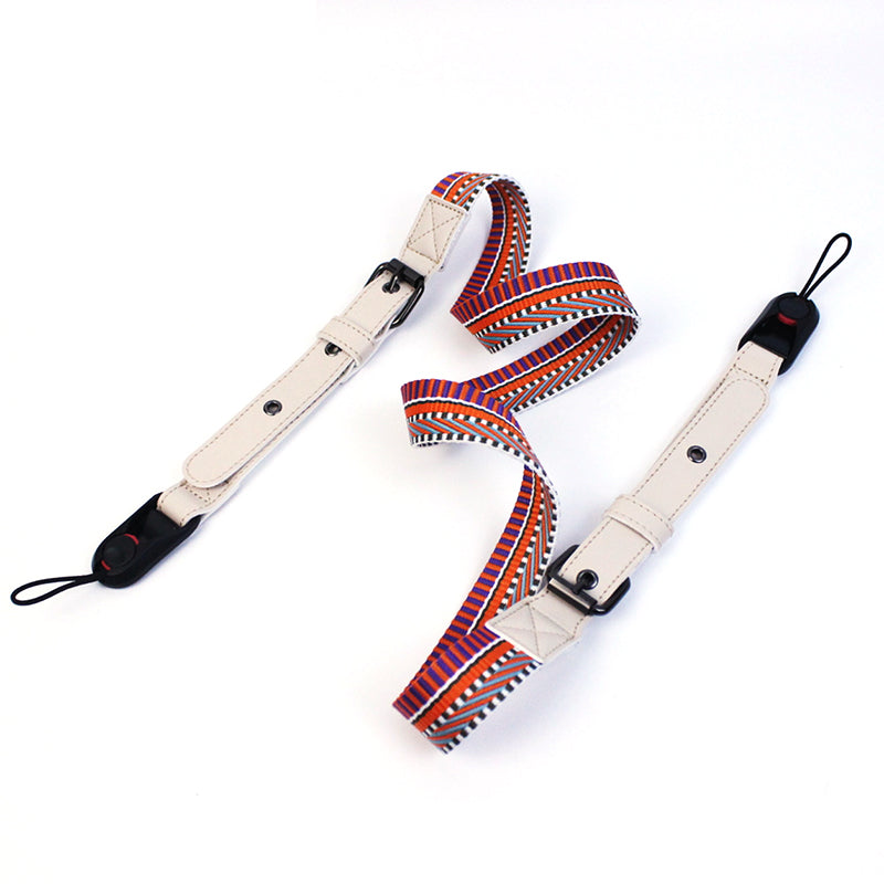 Camera Nylon Carrying Strap Quick Release SLR Camera Adjustable Shoulder Strap Rope - Red/White