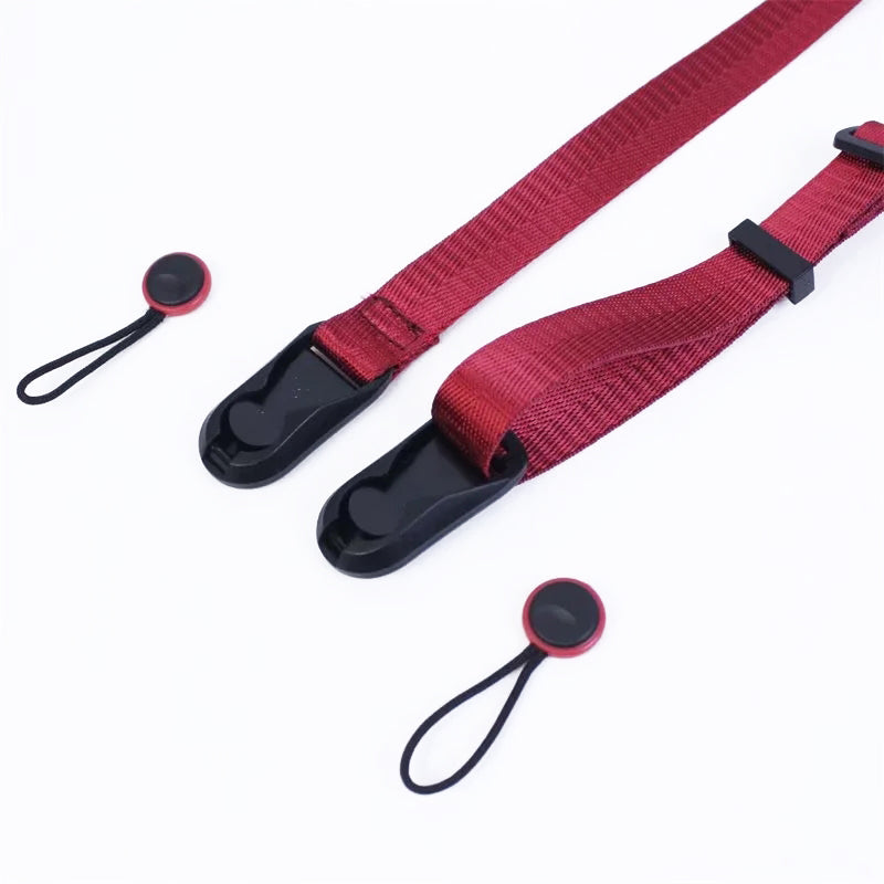 Uniqkart for Fuji XT4 XS10 Sony A7M4 A7r3 Nylon + Microfiber Leather Shoulder Strap Quick Release Camera Carrying Rope - Red