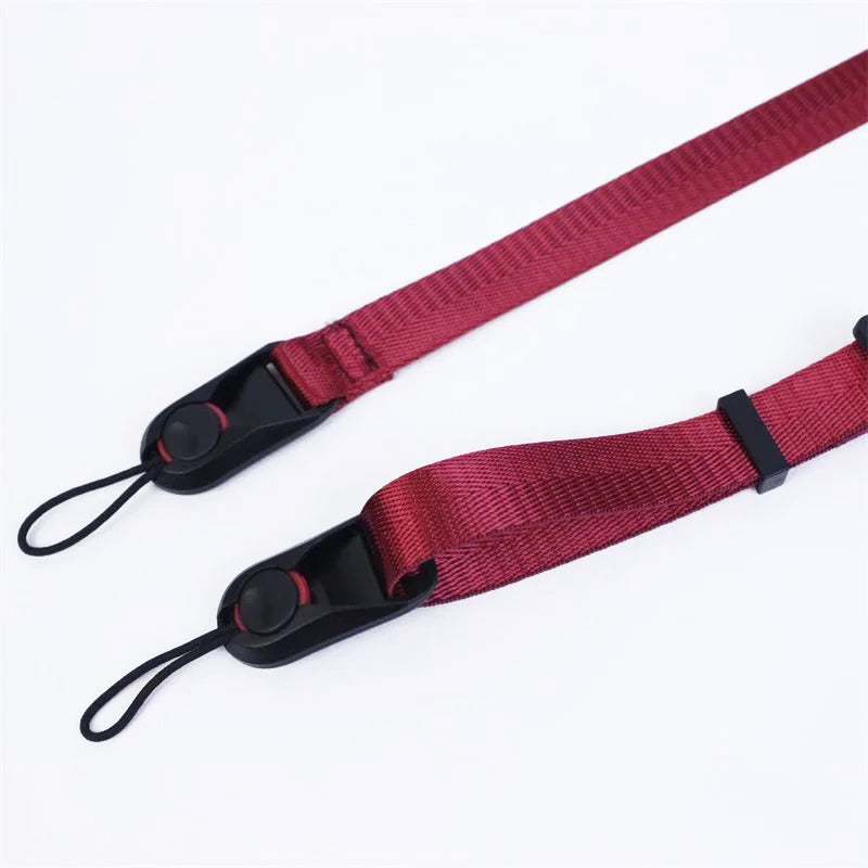 Uniqkart for Fuji XT4 XS10 Sony A7M4 A7r3 Nylon + Microfiber Leather Shoulder Strap Quick Release Camera Carrying Rope - Red