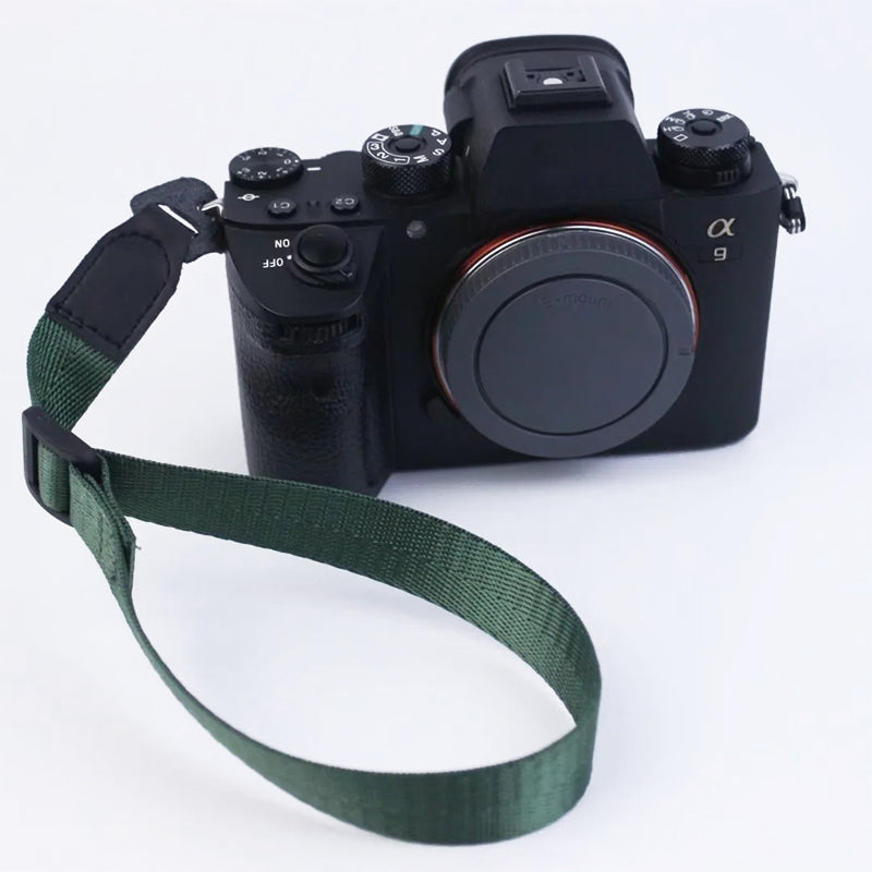 Uniqkart for DSLR Camera with Round Hole Connector Non-slip Adjustable Nylon Wrist Strap Hand Grip Rope - Green