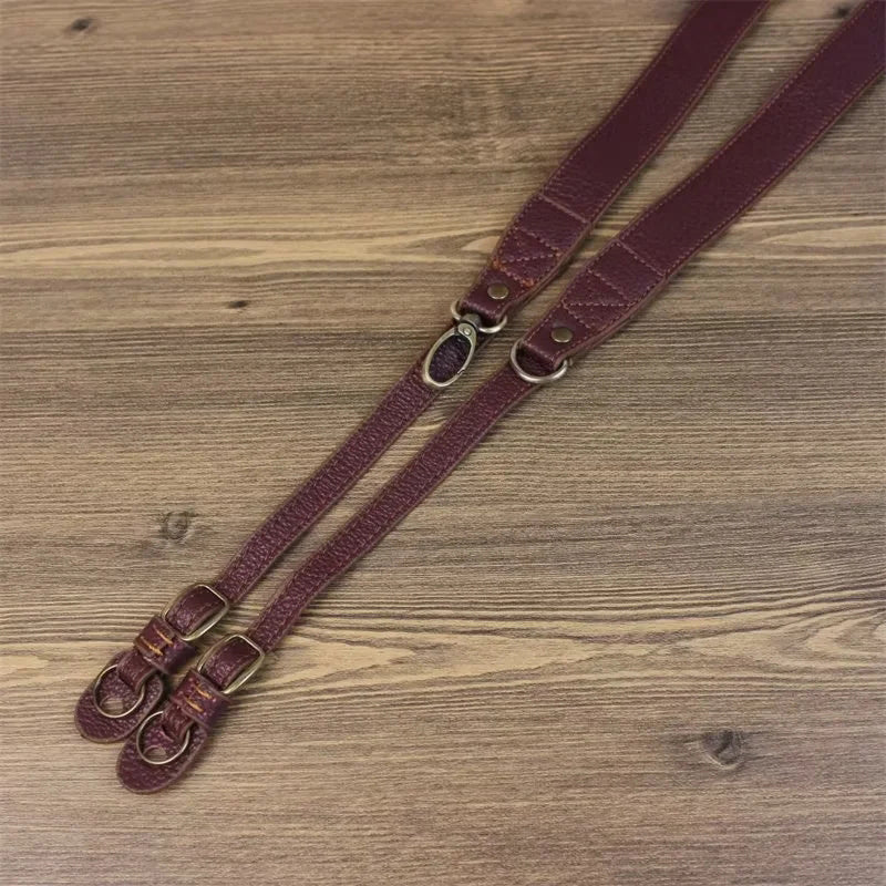 Comfortable Genuine Leather SLR Camera Shoulder Strap Hanging Rope Suitable for Canon Nikon Sony Fujifilm Panasonic - Brown