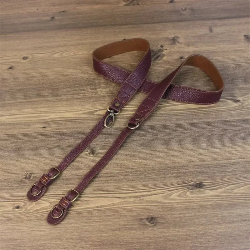 Comfortable Genuine Leather SLR Camera Shoulder Strap Hanging Rope Suitable for Canon Nikon Sony Fujifilm Panasonic - Brown