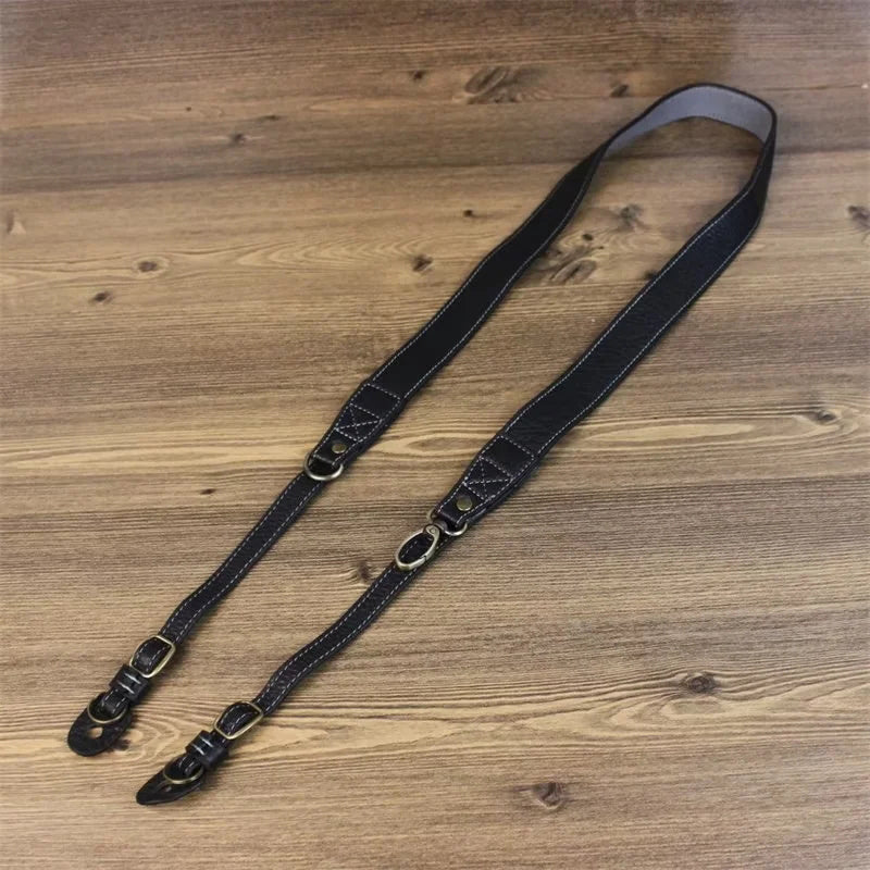 Comfortable Genuine Leather SLR Camera Shoulder Strap Hanging Rope Suitable for Canon Nikon Sony Fujifilm Panasonic - Black