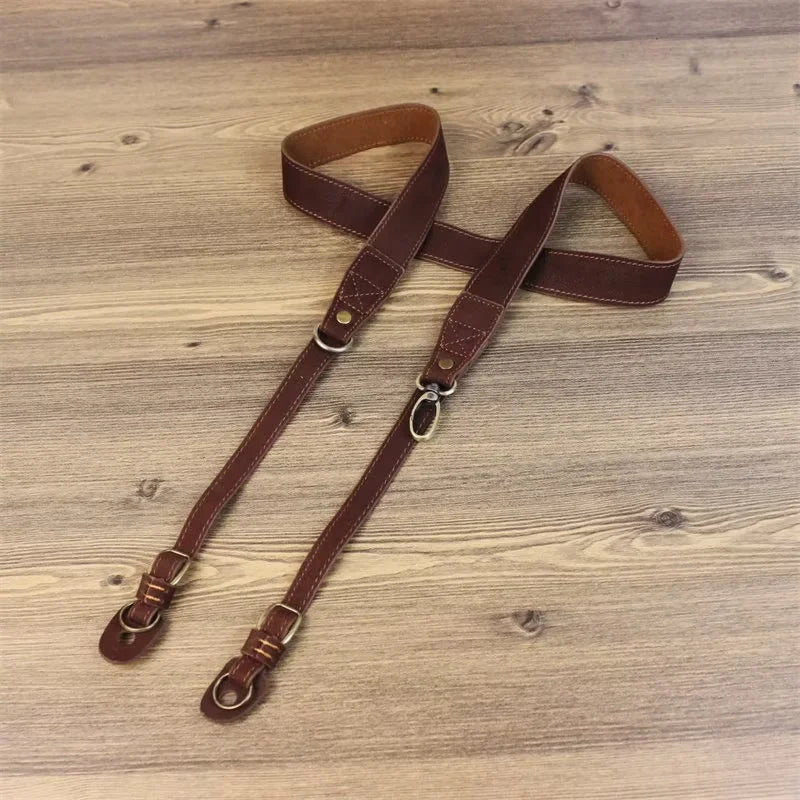 Comfortable Genuine Leather SLR Camera Shoulder Strap Hanging Rope Suitable for Canon Nikon Sony Fujifilm Panasonic - Coffee