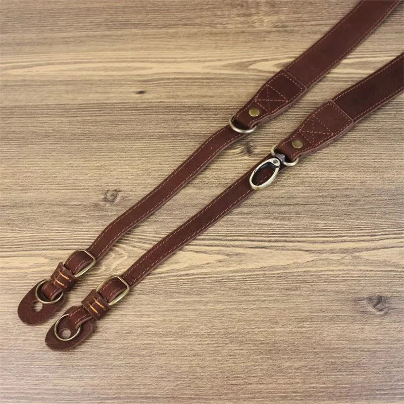 Comfortable Genuine Leather SLR Camera Shoulder Strap Hanging Rope Suitable for Canon Nikon Sony Fujifilm Panasonic - Coffee