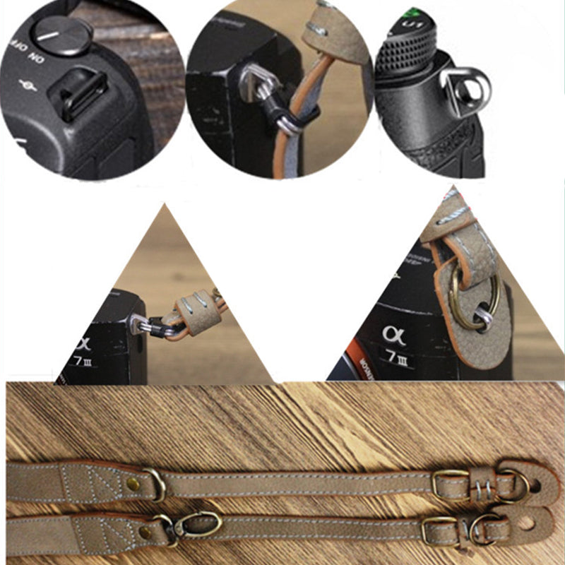Comfortable Genuine Leather SLR Camera Shoulder Strap Hanging Rope Suitable for Canon Nikon Sony Fujifilm Panasonic - Khaki
