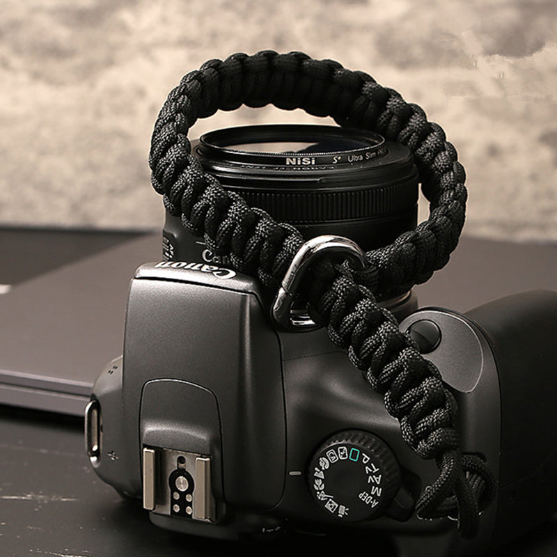 Nylon Braided Style Universal Adjustable Camera Hand Wrist Strap Heavy Duty Hanging Lanyard - Black