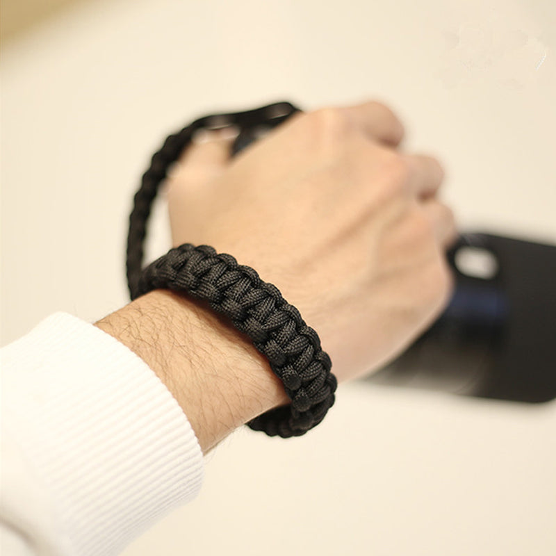 Nylon Braided Style Universal Adjustable Camera Hand Wrist Strap Heavy Duty Hanging Lanyard - Black