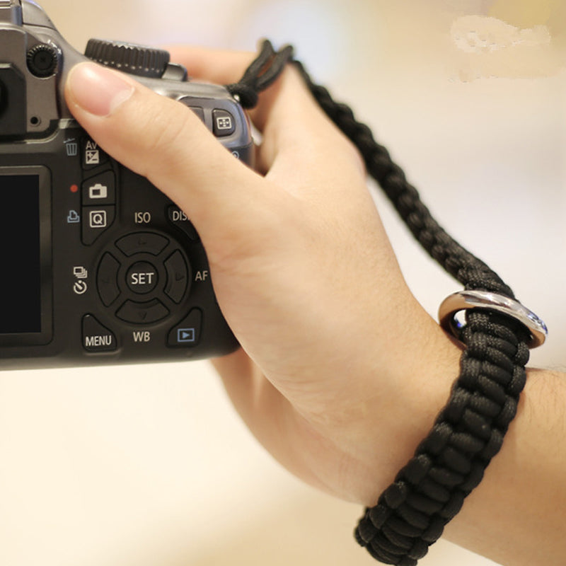Nylon Braided Style Universal Adjustable Camera Hand Wrist Strap Heavy Duty Hanging Lanyard - Black