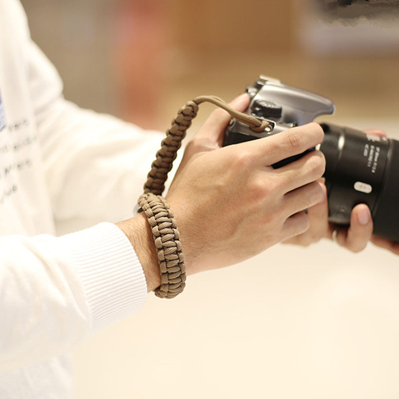 Nylon Braided Style Universal Adjustable Camera Hand Wrist Strap Heavy Duty Hanging Lanyard - Khaki