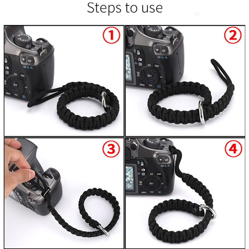 Nylon Braided Style Universal Adjustable Camera Hand Wrist Strap Heavy Duty Hanging Lanyard - Khaki