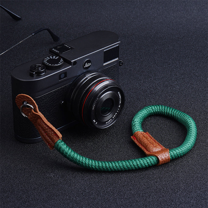Uniqkart for Sony / Leica / Fujifilm Camera Cotton Woven Round Hand Strap SLR Camera Anti-lost Wrist Rope - Green