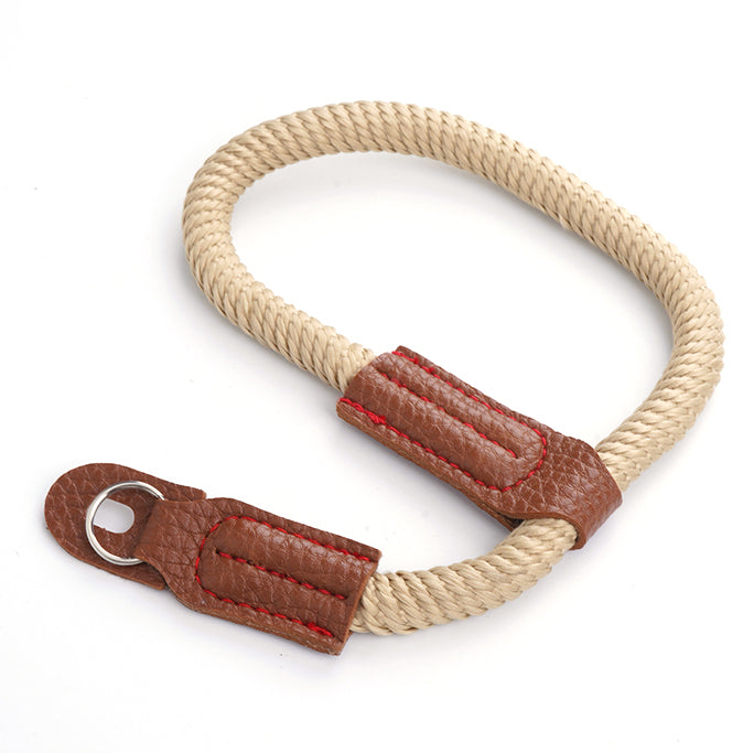 Uniqkart for Sony / Leica / Fujifilm Camera Cotton Woven Round Hand Strap SLR Camera Anti-lost Wrist Rope - Khaki