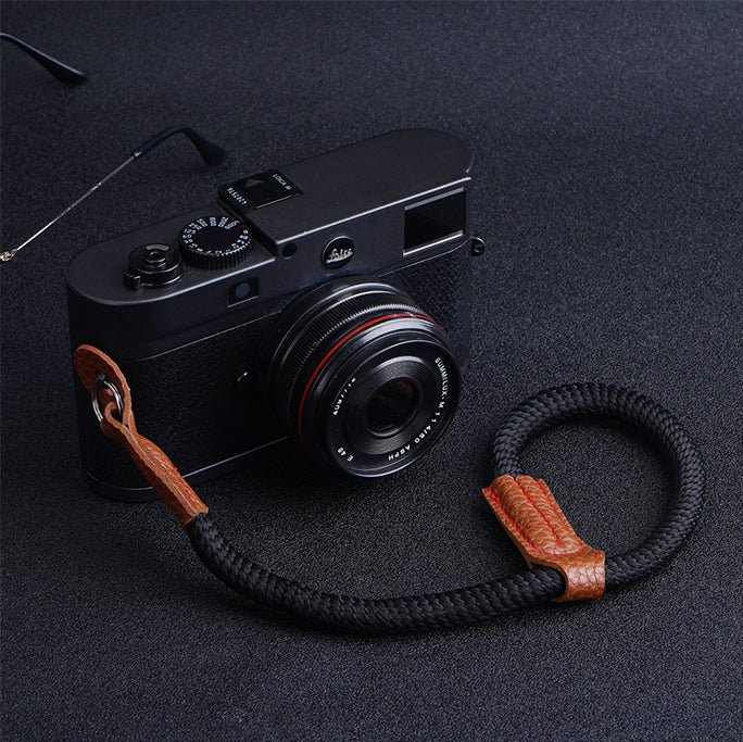 Uniqkart for Sony / Leica / Fujifilm Camera Cotton Woven Round Hand Strap SLR Camera Anti-lost Wrist Rope - Black