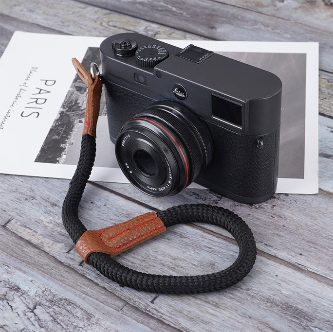Uniqkart for Sony / Leica / Fujifilm Camera Cotton Woven Round Hand Strap SLR Camera Anti-lost Wrist Rope - Black