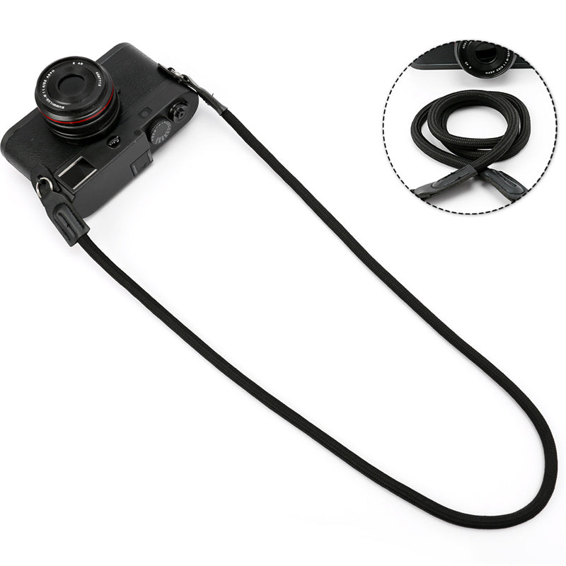 Neck Rope Shoulder Strap for Canon / Leica / Fuji / Panasonic DSLR Camera with Round Hole Connector - Black