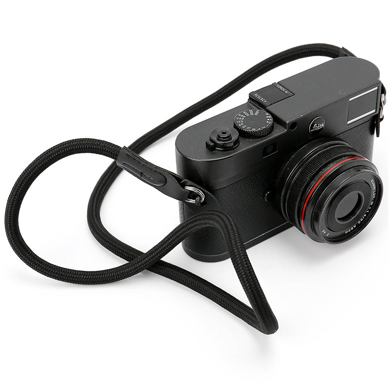 Neck Rope Shoulder Strap for Canon / Leica / Fuji / Panasonic DSLR Camera with Round Hole Connector - Black