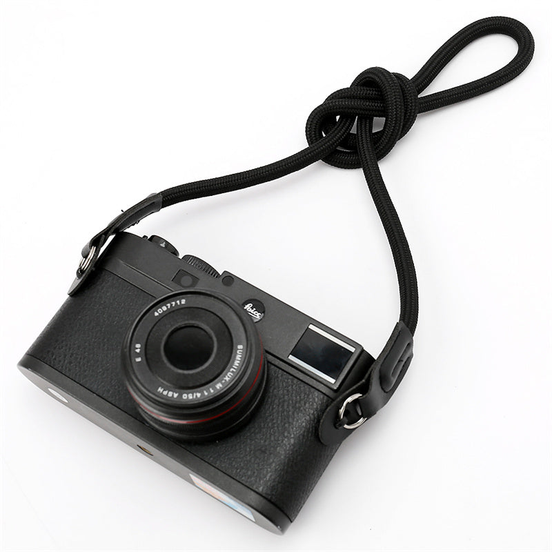 Neck Rope Shoulder Strap for Canon / Leica / Fuji / Panasonic DSLR Camera with Round Hole Connector - Black