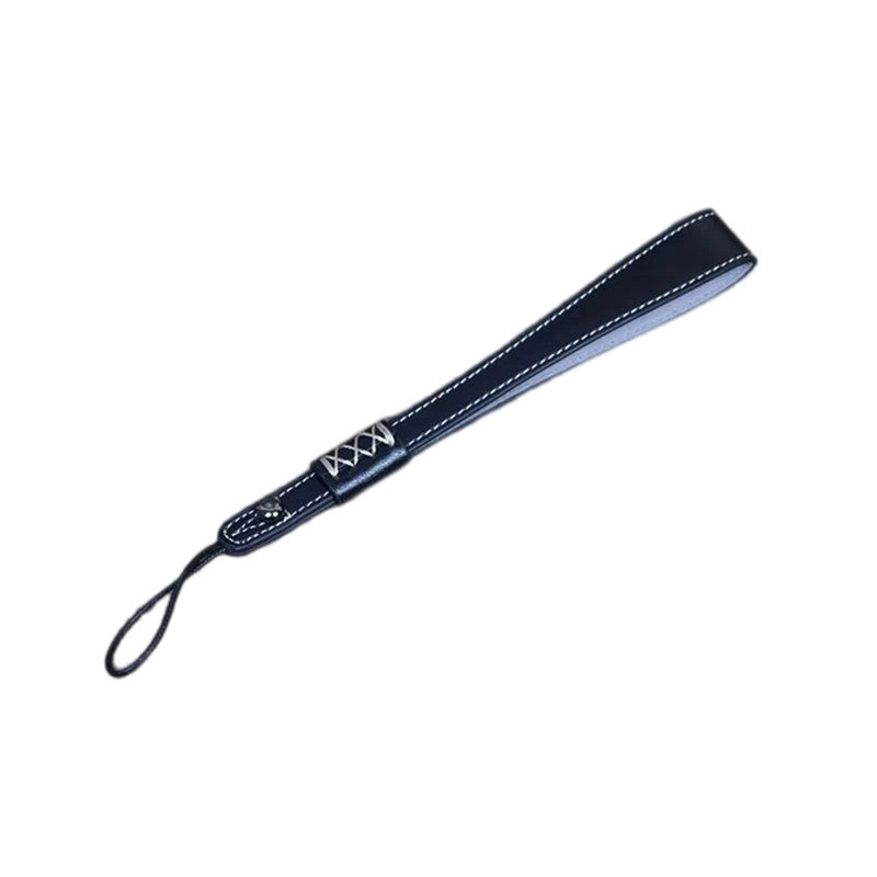 Uniqkart for Fuji / Canon / Nikon / Panasonic DSLR Camera 2mm Connector PU Leather Wrist Strap Hand Grip Rope - Black