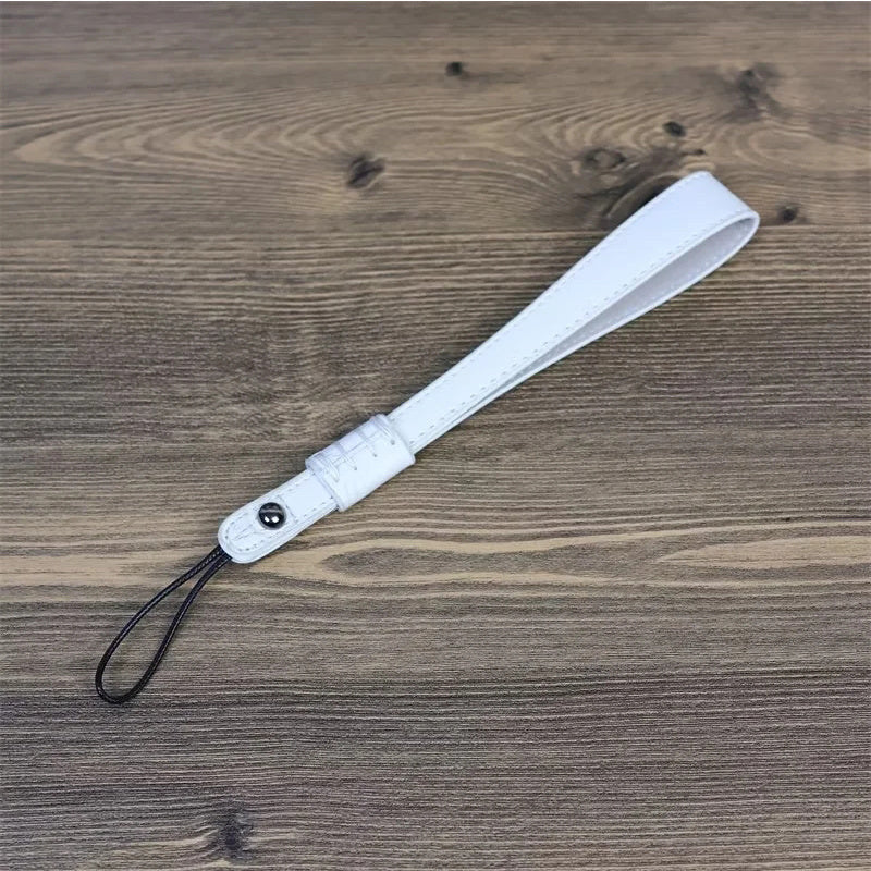 Uniqkart for Fuji / Canon / Nikon / Panasonic DSLR Camera 2mm Connector PU Leather Wrist Strap Hand Grip Rope - White