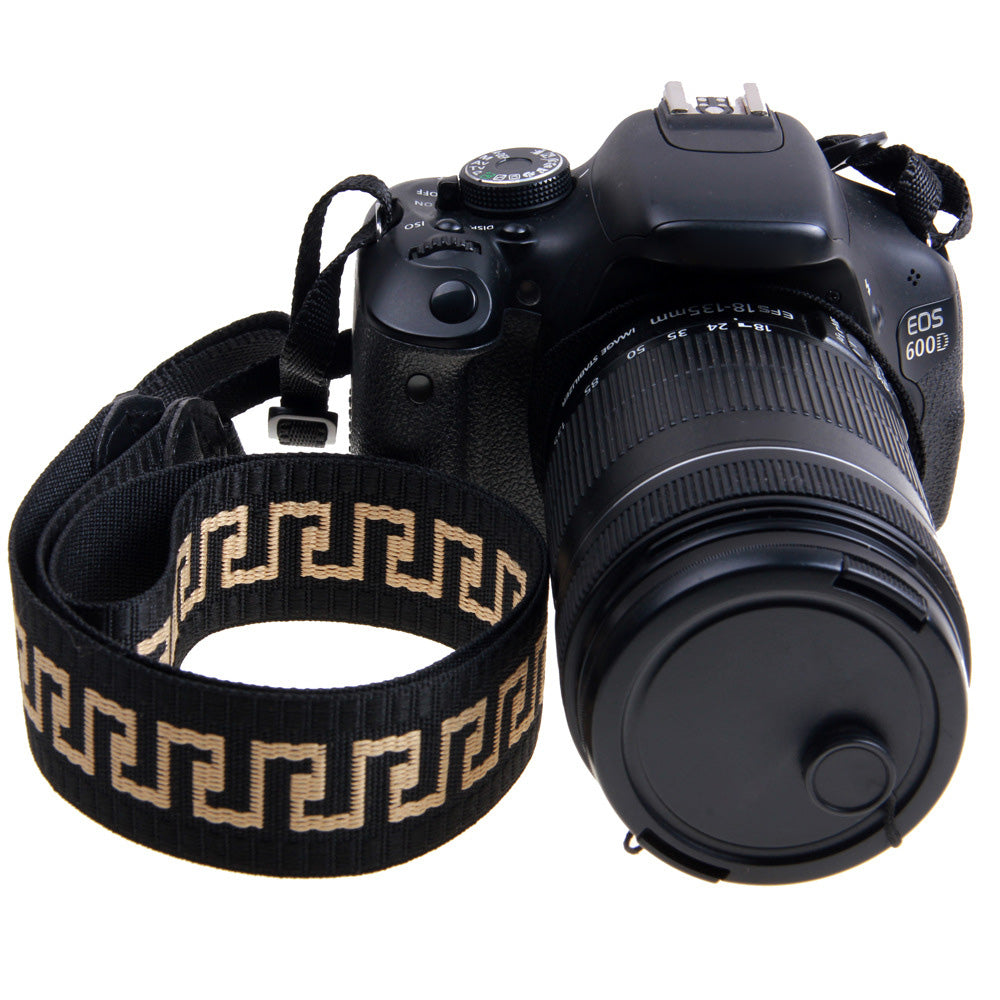 JN-CZ For Canon / Sony / Fujifilm Camera Shoulder Strap Colored Pattern Printing Hanging Rope Universal Camera Carrying Strap - Black