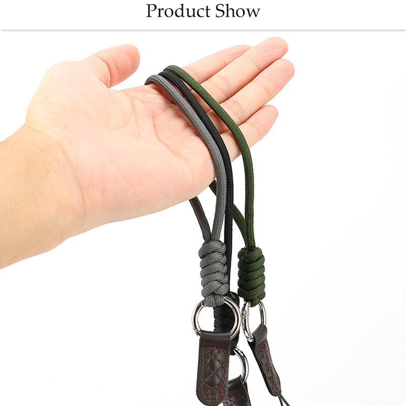 SLR Camera Cotton Braided Hand Strap Camera Cellphone Key Lanyard Anti-lost Wrist Rope - Grey