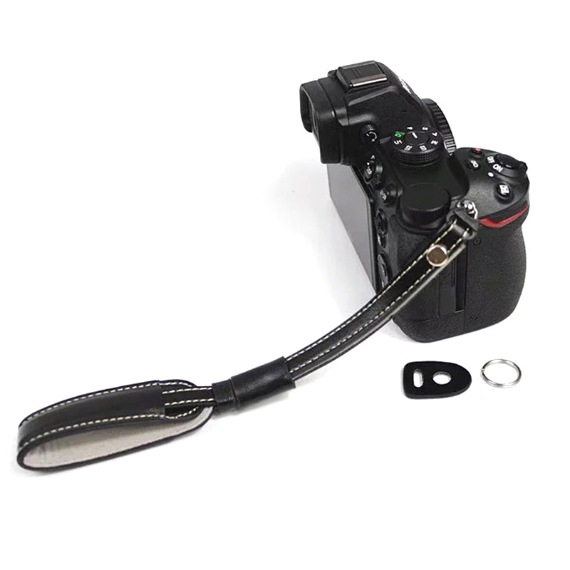 Camera Carrying PU Leather Hand Strap SLR Camera Anti-lost Wrist Rope - Black