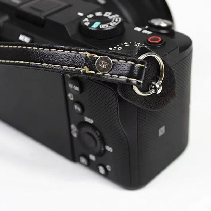 Camera Carrying PU Leather Hand Strap SLR Camera Anti-lost Wrist Rope - Coffee
