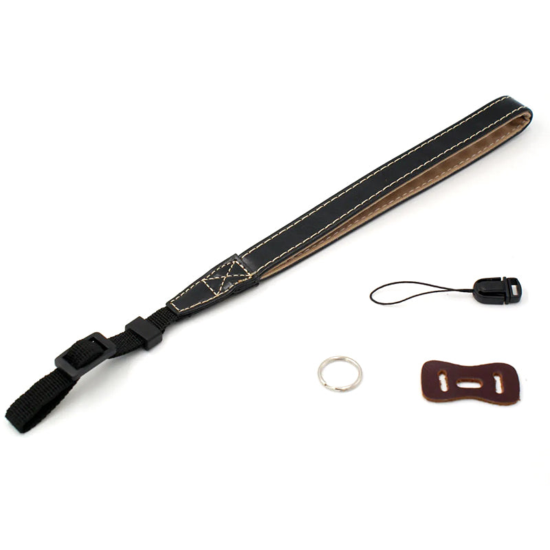 DSLR Camera Carrying Hand Strap SLR Camera PU Leather Anti-lost Wrist Rope - Black