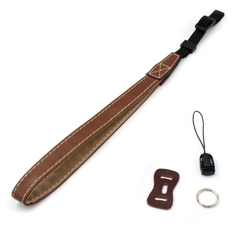 DSLR Camera Carrying Hand Strap SLR Camera PU Leather Anti-lost Wrist Rope - Coffee