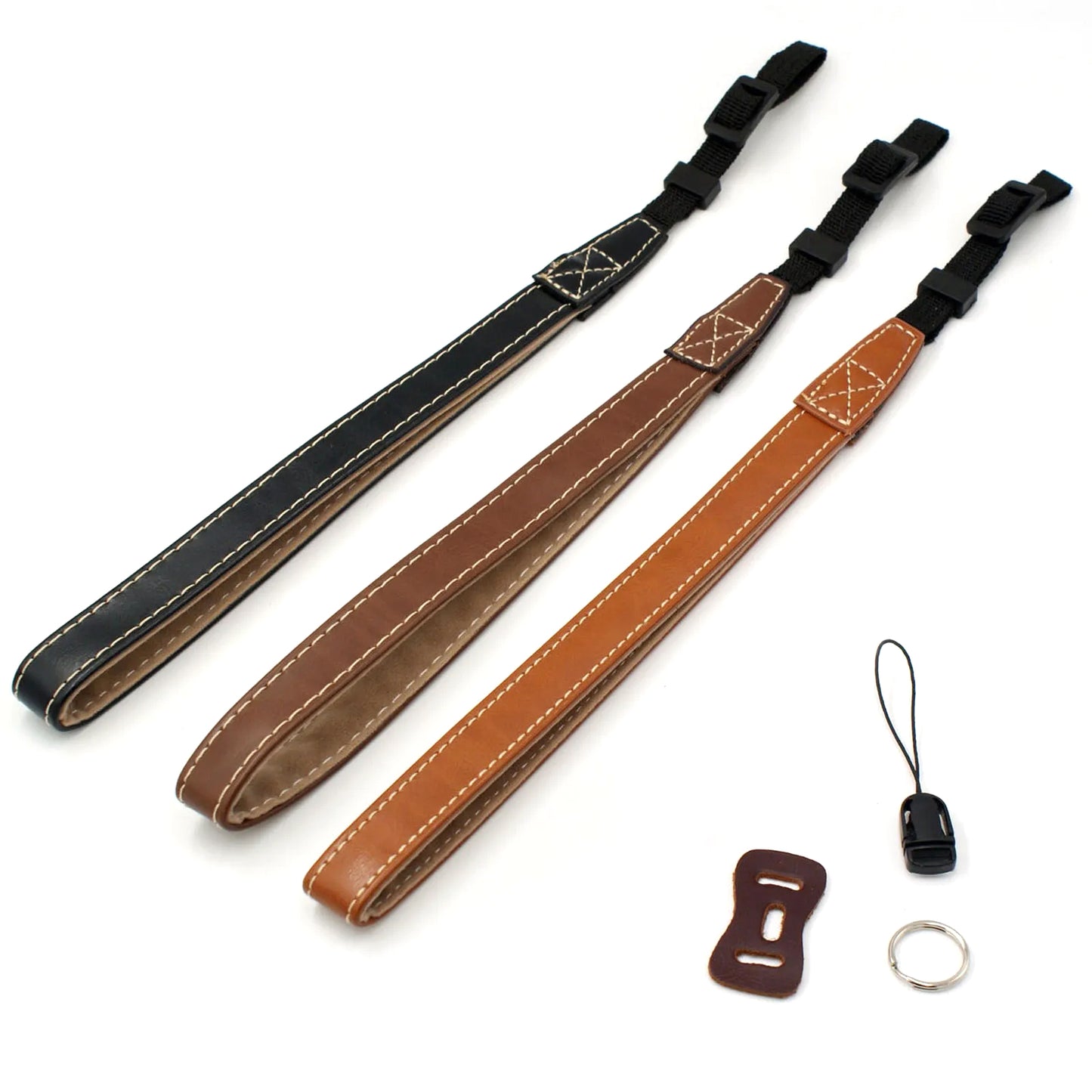 DSLR Camera Carrying Hand Strap SLR Camera PU Leather Anti-lost Wrist Rope - Coffee