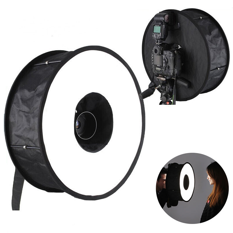 45cm/18 inch Foldable Ring Speedlite Flash Diffuser Macro Shoot Round Softbox for Canon Nikon Speedlight