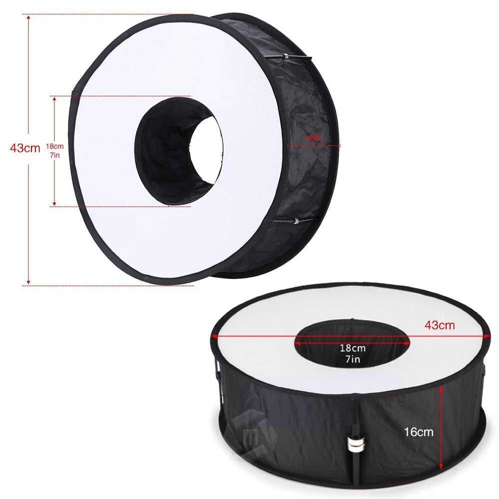 45cm/18 inch Foldable Ring Speedlite Flash Diffuser Macro Shoot Round Softbox for Canon Nikon Speedlight