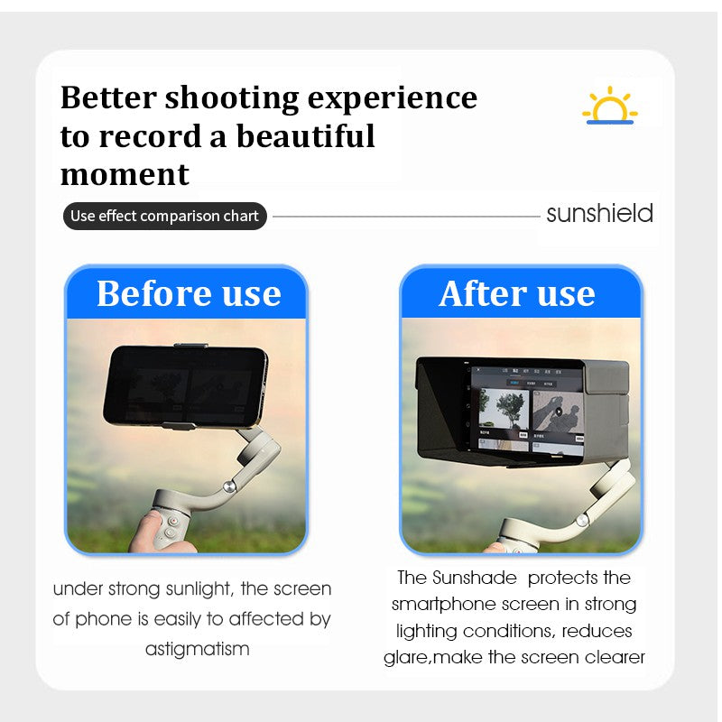 Uniqkart 1110156 Magnetic Foldable Mobile Phone Sunshade Hood for DJI OM 5/OM 4 SE/OM 4 Handheld Gimbal