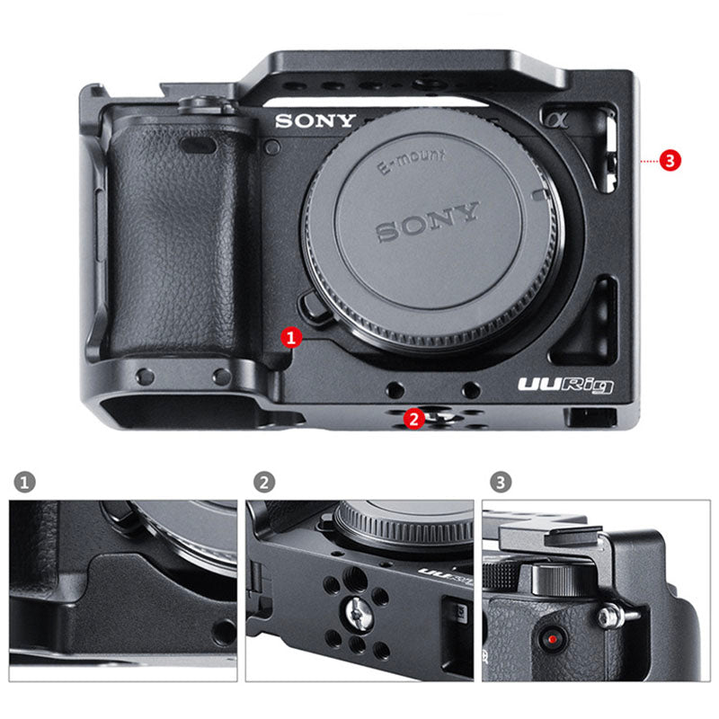 Uniqkart C-6400 Metal Cage Frame Case Camera Photography Accessory for Sony A6400