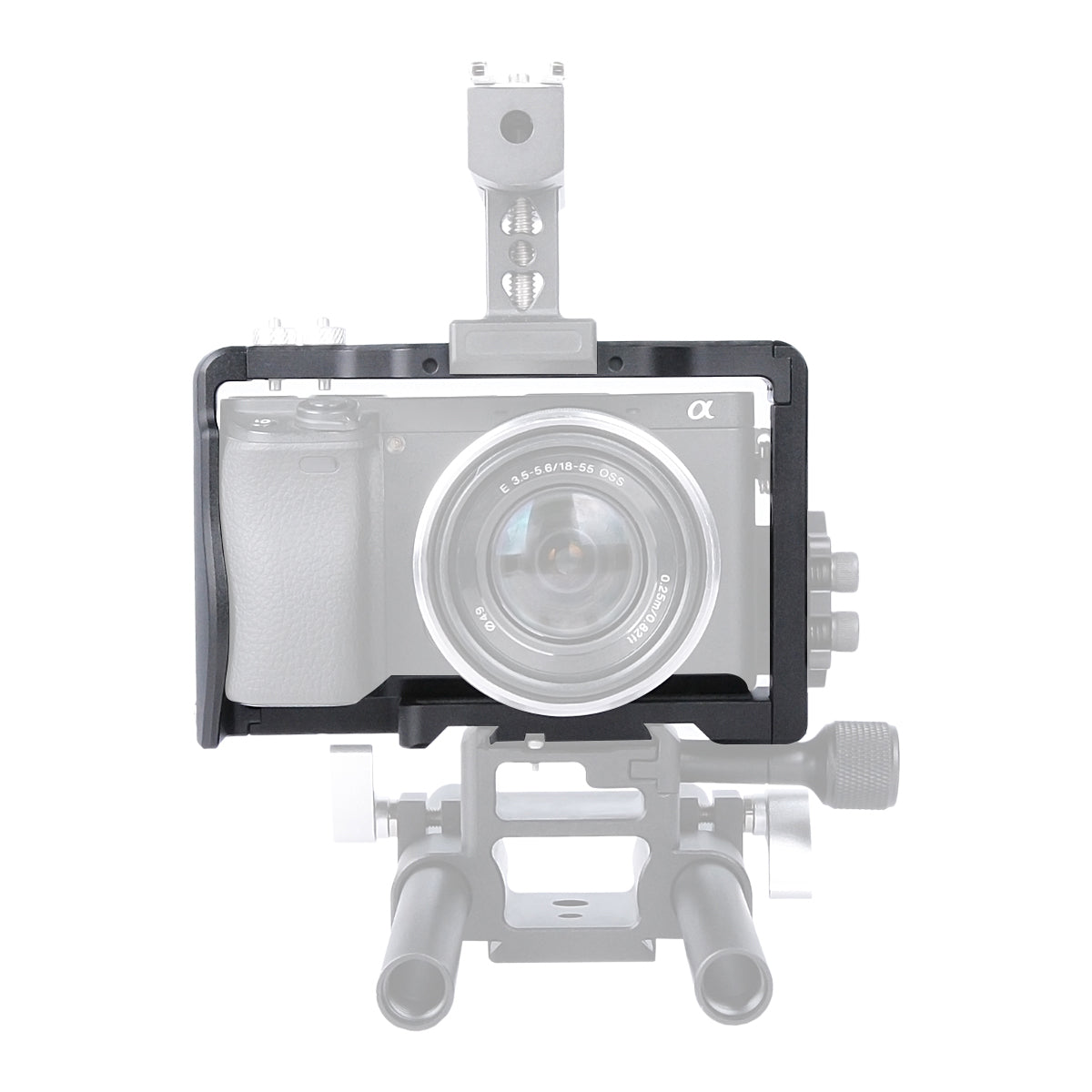 YELANGU C6-B Aviation Aluminum Frame Cage for Sony A6000/A6300/A6400/A6500 Quick Release Plate Base Protective Cover with Cold Shoe Adapter Camera Accessories