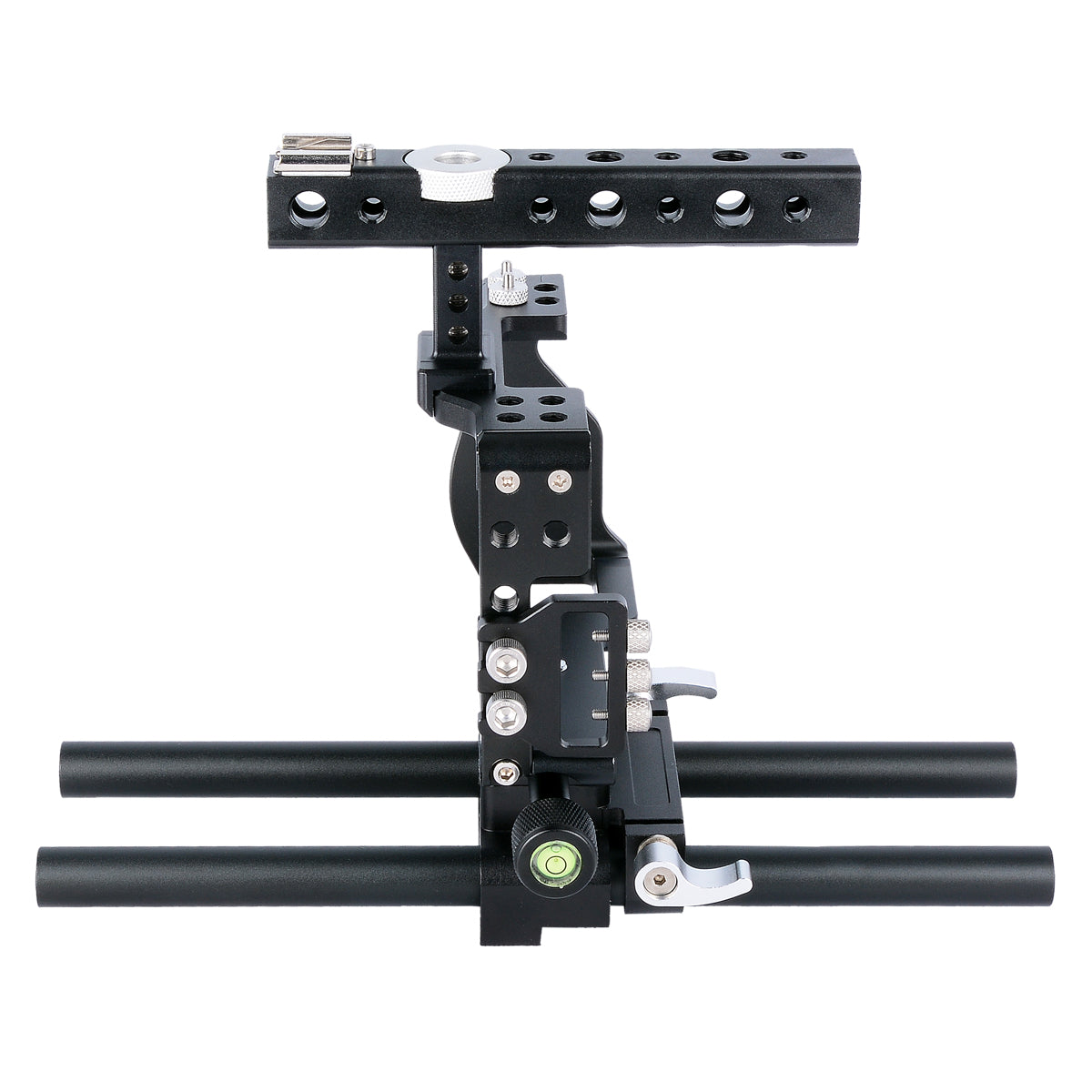 YELANGU C6 Aviation Aluminum Frame Cage Kit for Sony A6000/A6300/A6400/A6500 Quick Release Plate Base Protective Cover with Cold Shoe Adapter for Photography