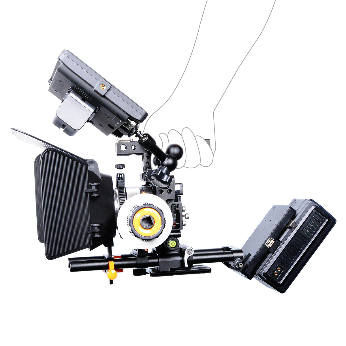 YELANGU C6 Aviation Aluminum Frame Cage Kit for Sony A6000/A6300/A6400/A6500 Quick Release Plate Base Protective Cover with Cold Shoe Adapter for Photography