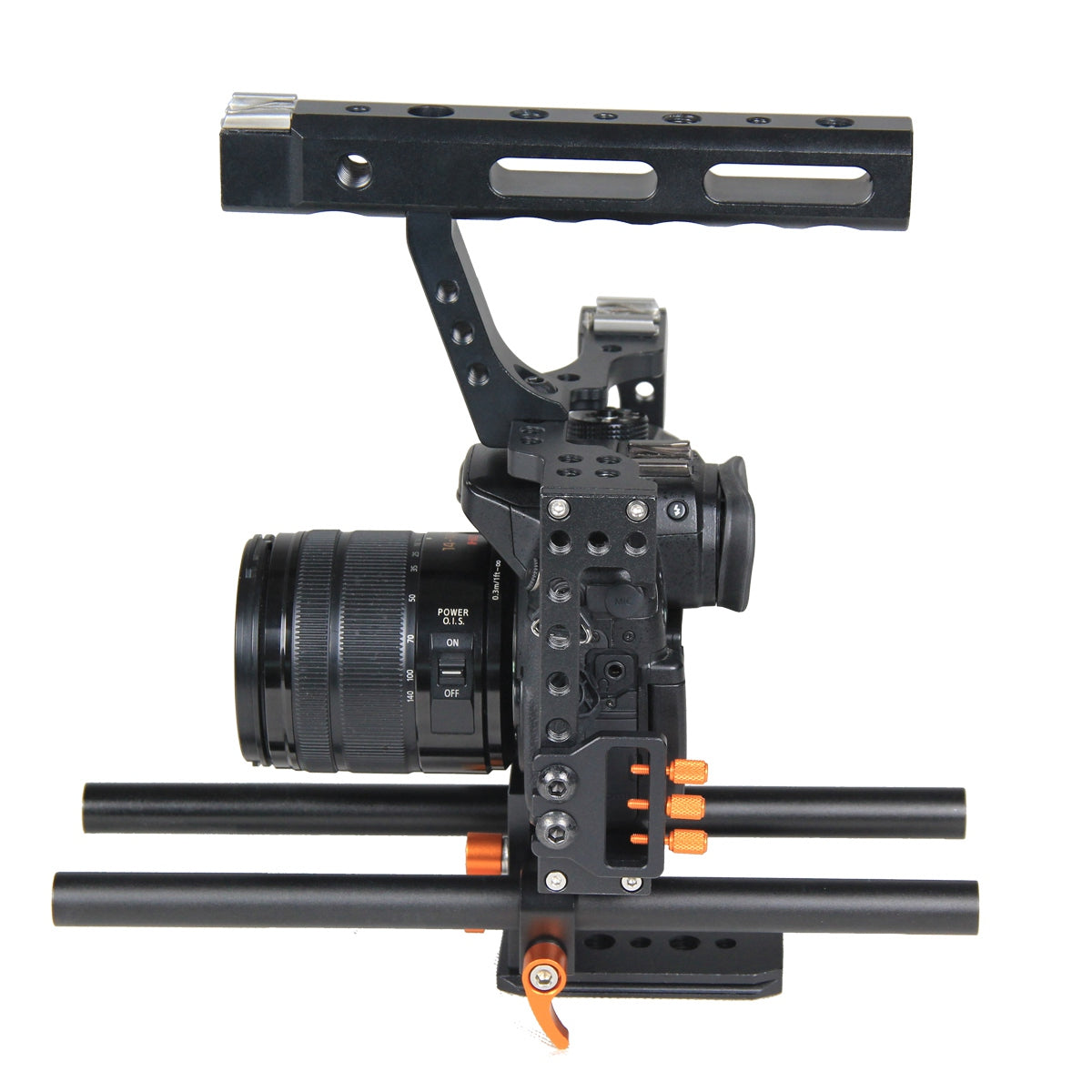 YELANGU A7 Aviation Aluminum Camera Cage Kit for GH4/A7S/A7/A7R/A72 Quick Release Plate Base Frame Cage with Top Handle Grip/Cold Shoe for Photography - Orange