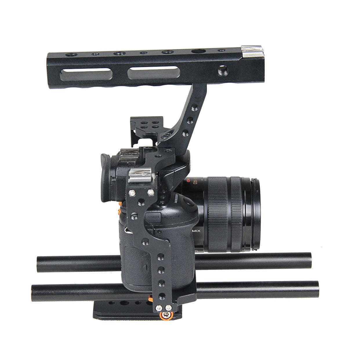 YELANGU A7 Aviation Aluminum Camera Cage Kit for GH4/A7S/A7/A7R/A72 Quick Release Plate Base Frame Cage with Top Handle Grip/Cold Shoe for Photography - Orange