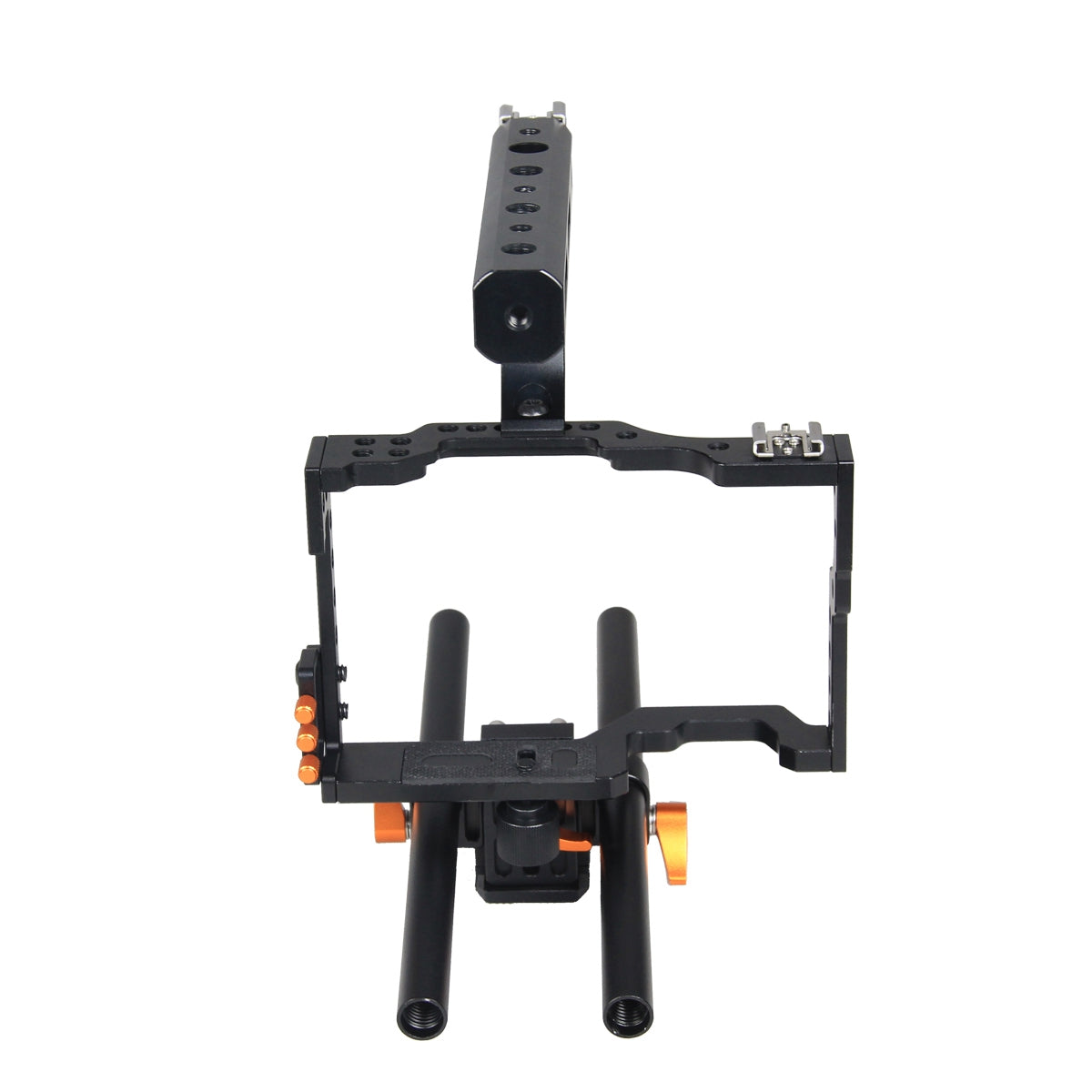 YELANGU A7 Aviation Aluminum Camera Cage Kit for GH4/A7S/A7/A7R/A72 Quick Release Plate Base Frame Cage with Top Handle Grip/Cold Shoe for Photography - Orange